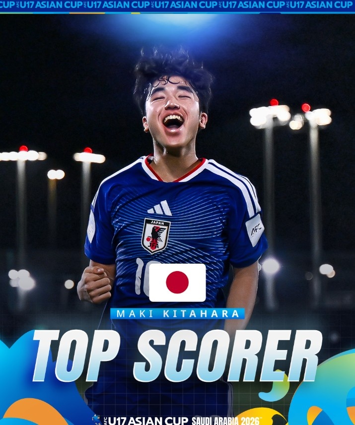 北原槙包揽U17亚洲杯金靴+MVP，两战中国均破门