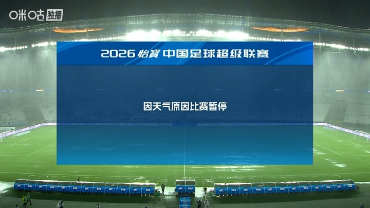 申花vs津门虎因暴雨中断 场地积水皮球受阻 申花vs津门虎因暴雨中断 场地积水皮球受阻
