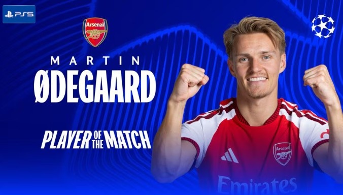 1进球6关键传球，厄德高当选阿森纳1-0那不勒斯一役全场最佳
